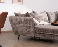 Meuble House Canapé angle gauche ultra confort en tissu chenillé doux gris cendre