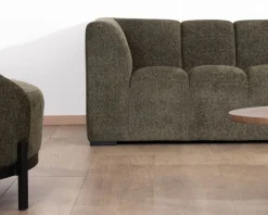 Meuble House Canapé avec méridienne en tissu bouclette vert "Enjoy Home"