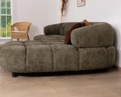 Meuble House Canapé avec réglage électrique et méridienne "Syltan" tissu ultra doux vert foncé