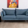 Meuble House Canapé bleu 3 places bleu design vintage tissu et métal "Hasting" Sale