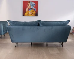 Meuble House Canapé bleu 3 places bleu design vintage tissu et métal "Hasting" Sale