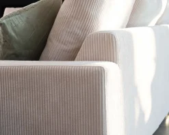 Meuble House Canapé confort en velours côtelé beige avec méridienne design