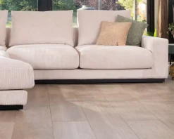 Meuble House Canapé confort en velours côtelé beige avec méridienne design