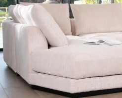 Meuble House Canapé confort en velours côtelé beige avec méridienne design