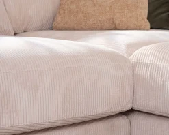 Meuble House Canapé confort en velours côtelé beige avec méridienne design