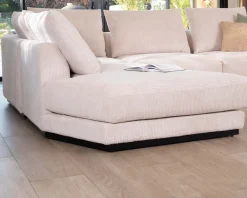 Meuble House Canapé confort en velours côtelé beige avec méridienne design