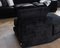 Meuble House Canapé confort en velours lisse anthracite avec méridienne design