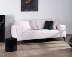 Meuble House Canapé confort 3 places en velours blanc