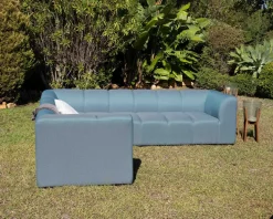Meuble House Canapé d'angle en tissu turquoise haut de gamme 