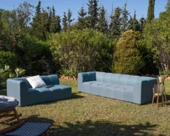 Meuble House Canapé d'angle en tissu turquoise haut de gamme 