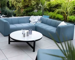 Meuble House Canapé d'angle en tissu turquoise haut de gamme 