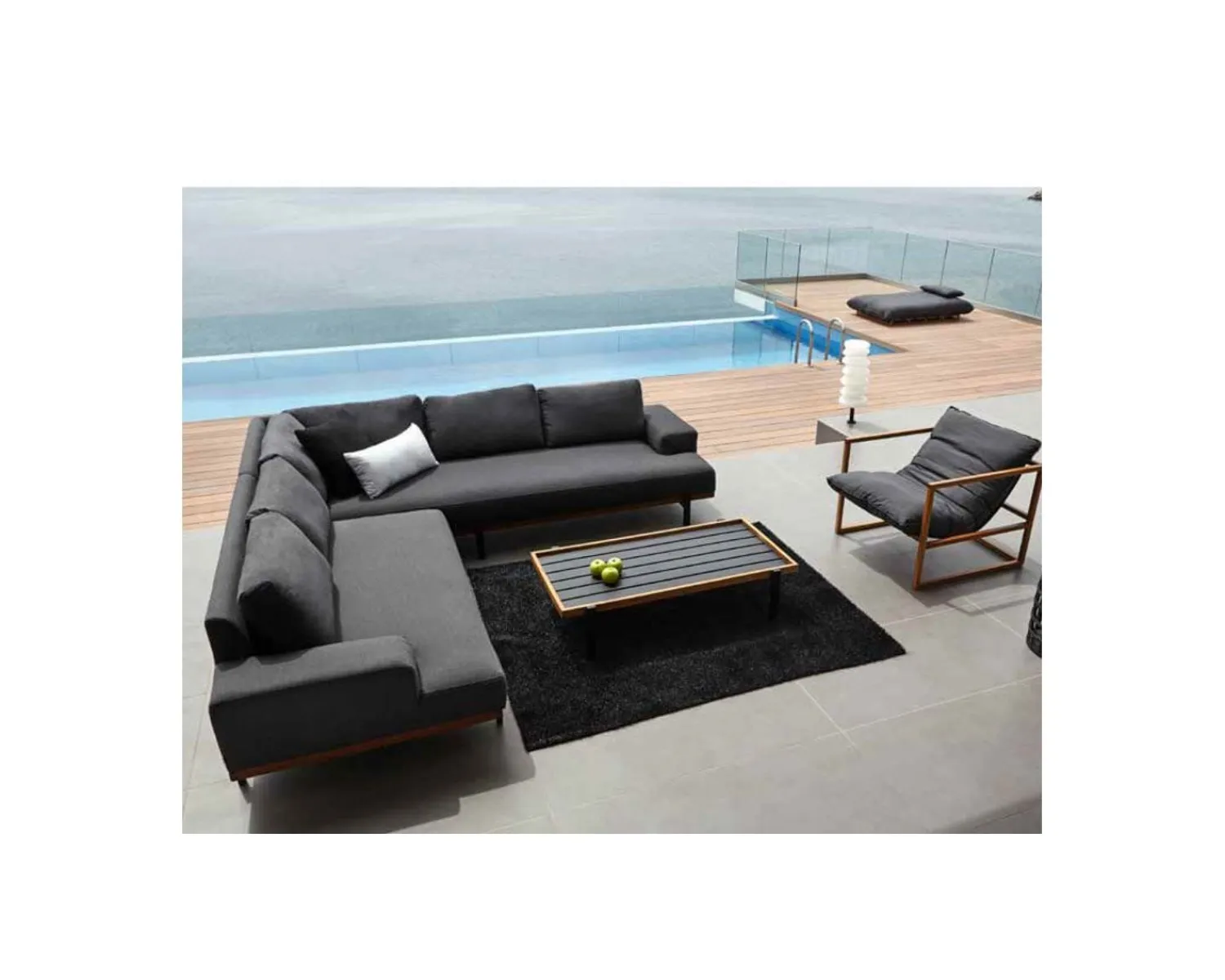 Meuble House Canapé d'angle extérieur haut de gamme tissu Sunbrella "Maluku Island" Clearance