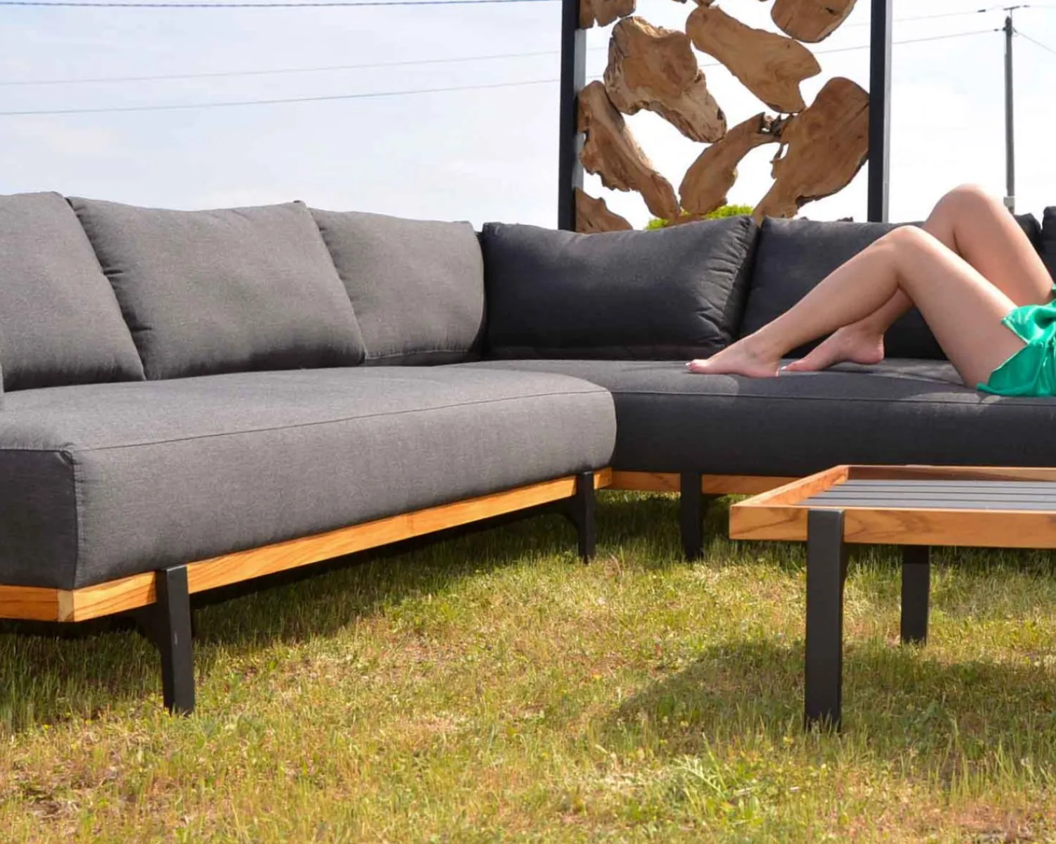 Meuble House Canapé d'angle extérieur haut de gamme tissu Sunbrella "Maluku Island" Clearance