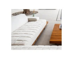 Meuble House Canapé d'angle pour terrasse et jardin en tissu Sunbrella écru