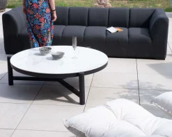Meuble House Canapé d'angle spécial extérieur tissu gris foncé haut de gamme 