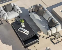 Meuble House Canapé de terrasse 3 places matelassé tissu Sunbrella gris clair "Paquetage" Discount