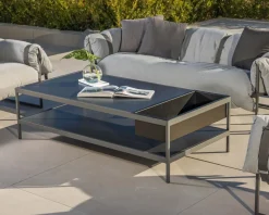 Meuble House Canapé de terrasse 3 places matelassé tissu Sunbrella gris clair "Paquetage" Discount