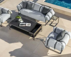 Meuble House Canapé de terrasse 3 places matelassé tissu Sunbrella gris clair