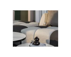 Meuble House Canapé d'extérieur angle droit design bicolore en tissu Sunbrella 