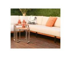 Meuble House Canapé d'extérieur haut de gamme tissu Sunbrella et teck 