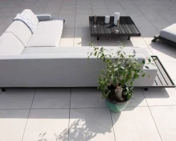Meuble House Canapé d'extérieur retour droit gris clair sans surpiqure structure aluminium noire "Sumbawa" Discount