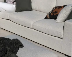 Meuble House Canapé d'extérieur ultra confort avec ottoman en tissu écru chiné