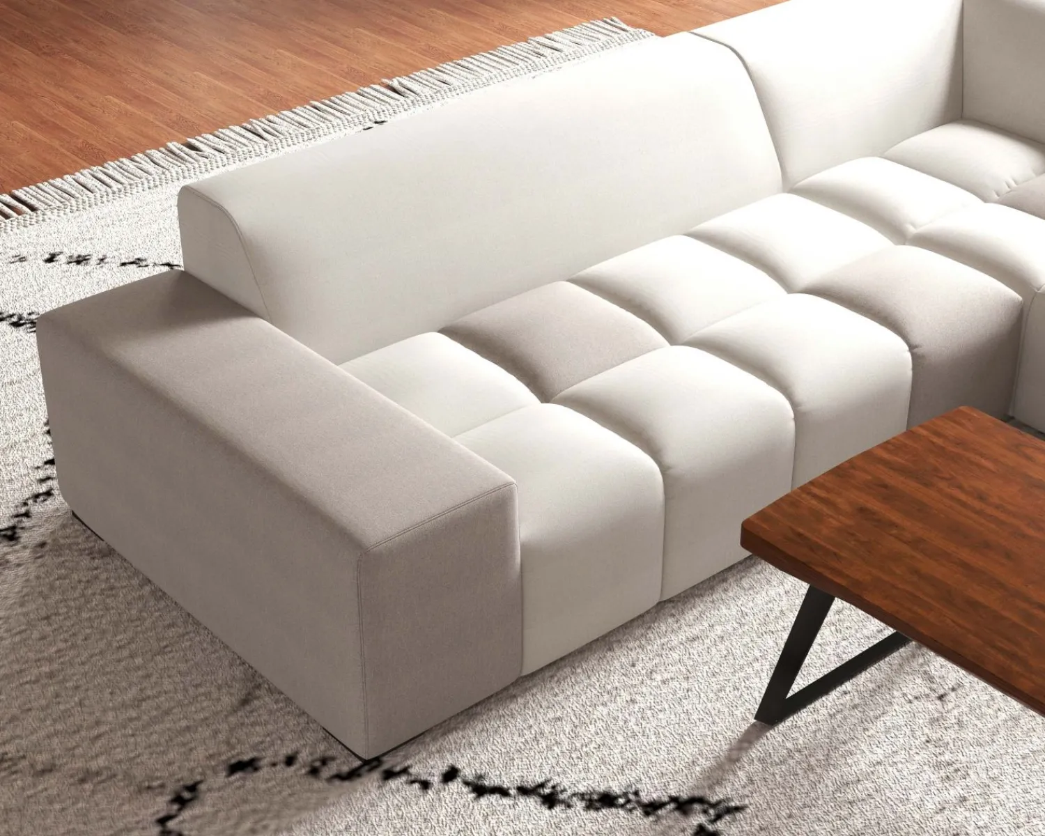 Meuble House Canapé en angle avec méridienne design lounge & chill "Casa Nova" bicolore beige et gris New