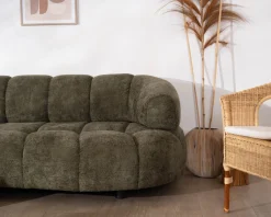 Meuble House Canapé en tissu vert avec extension électrique et méridienne retour gauche "Syltan" Hot