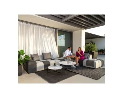 Meuble House Canapé extérieur avec angle gauche bi-teinte gris en tissu Sunbrella "Lazy Beach" Online