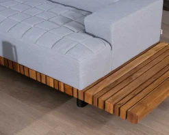 Meuble House Canapé haut de gamme avec retour droit tissu Sunbrella gris clair