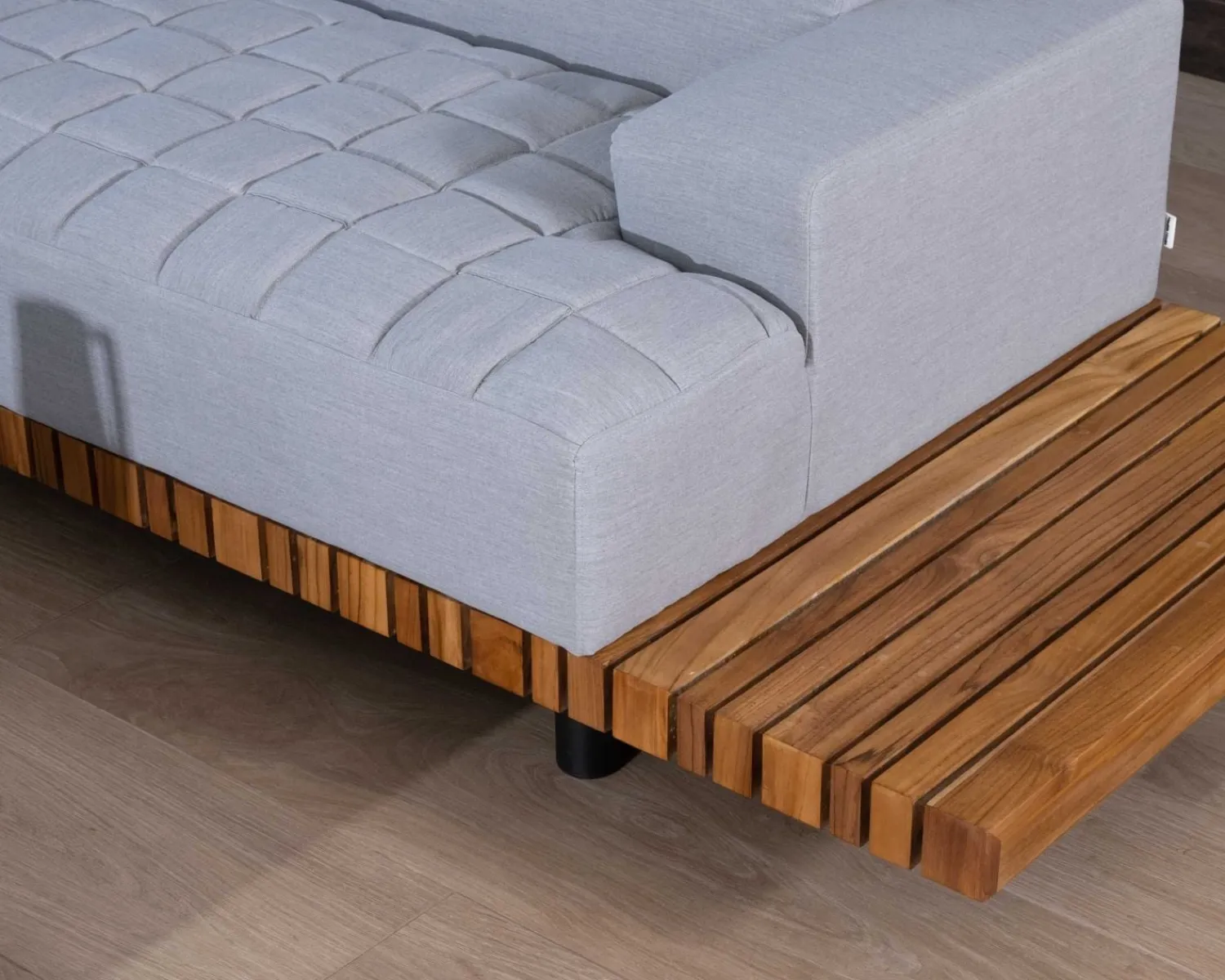 Meuble House Canapé haut de gamme avec retour droit tissu Sunbrella gris clair "Lombok" Online