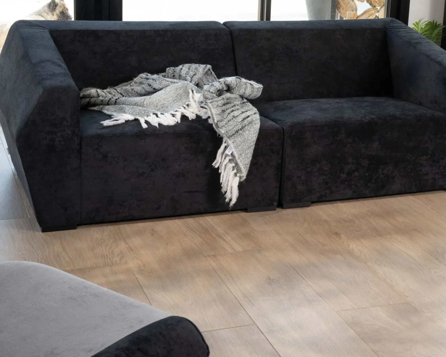 Meuble House Canapé modulaire design en velours anthracite "Skult" 2/3 places Sale