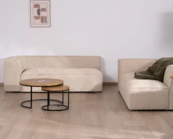 Meuble House Canapé modulaire en angle en tissu bouclette beige "Alcazar" Outlet