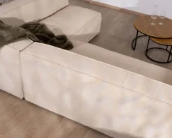Meuble House Canapé modulaire en angle en tissu bouclette beige