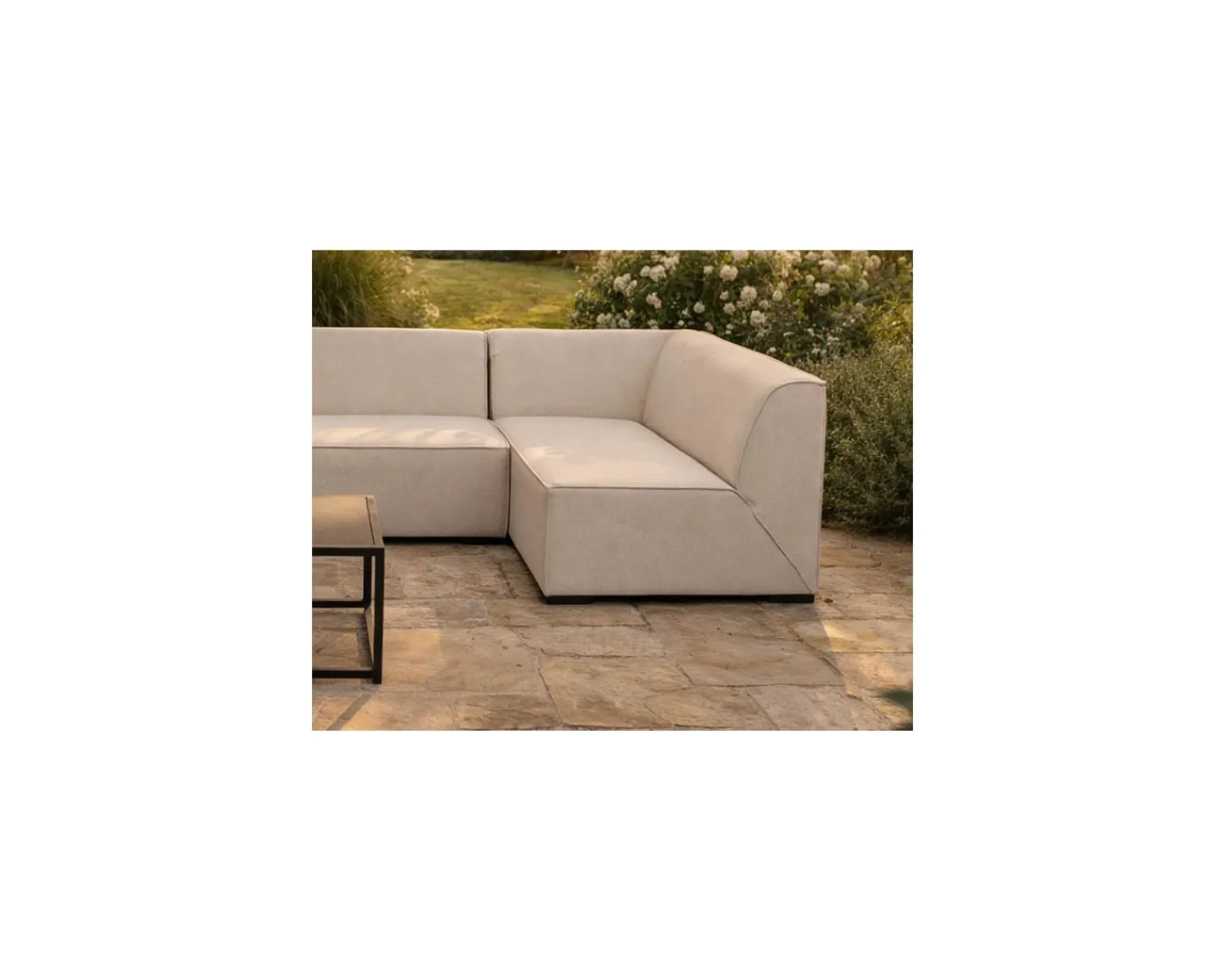 Meuble House Canapé outdoor en 2 modules "Sunset Bay" tissu spécial extérieur crème Hot