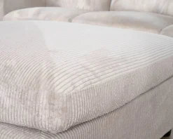 Meuble House Canapé 3 places avec pouf ottoman carré en velours côtelé gris chaud 
