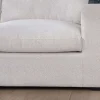 Meuble House Canapé 3 places avec pouf ottoman carré en tissu doux et bouclé blanc chiné "Tuléar" Clearance