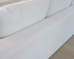 Meuble House Canapé 3 places avec pouf ottoman carré en tissu doux et bouclé blanc chiné "Tuléar" Clearance