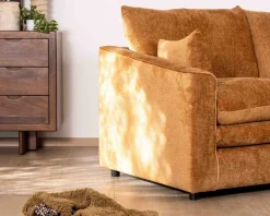 Meuble House Canapé 2 places contemporain esprit cosy “Odéa” en tissu jaune moutarde Sale