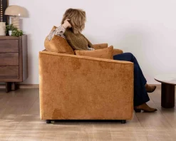 Meuble House Canapé 2 places contemporain esprit cosy “Odéa” en tissu jaune moutarde Sale