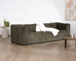 Meuble House Canapé 3 places tissu bouclette vert 