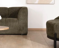 Meuble House Canapé 3 places tissu bouclette vert 