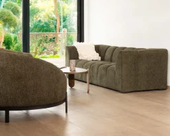 Meuble House Canapé 3 places tissu bouclette vert 