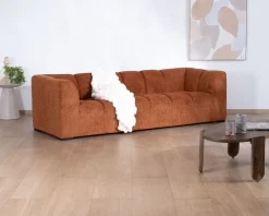 Meuble House Canapé 3 places tissu bouclette rouille "Enjoy Home"