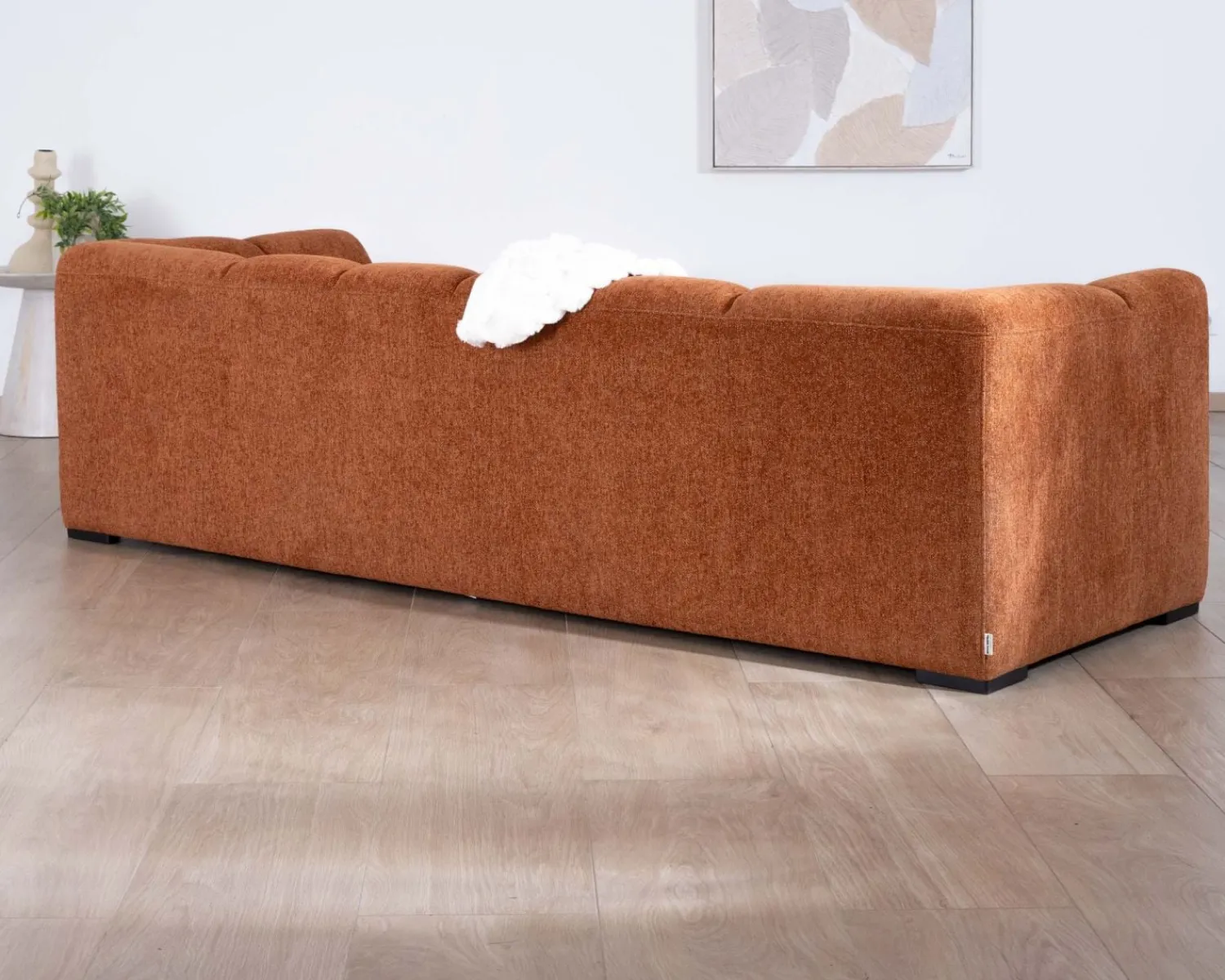 Meuble House Canapé 3 places tissu bouclette rouille "Enjoy Home"