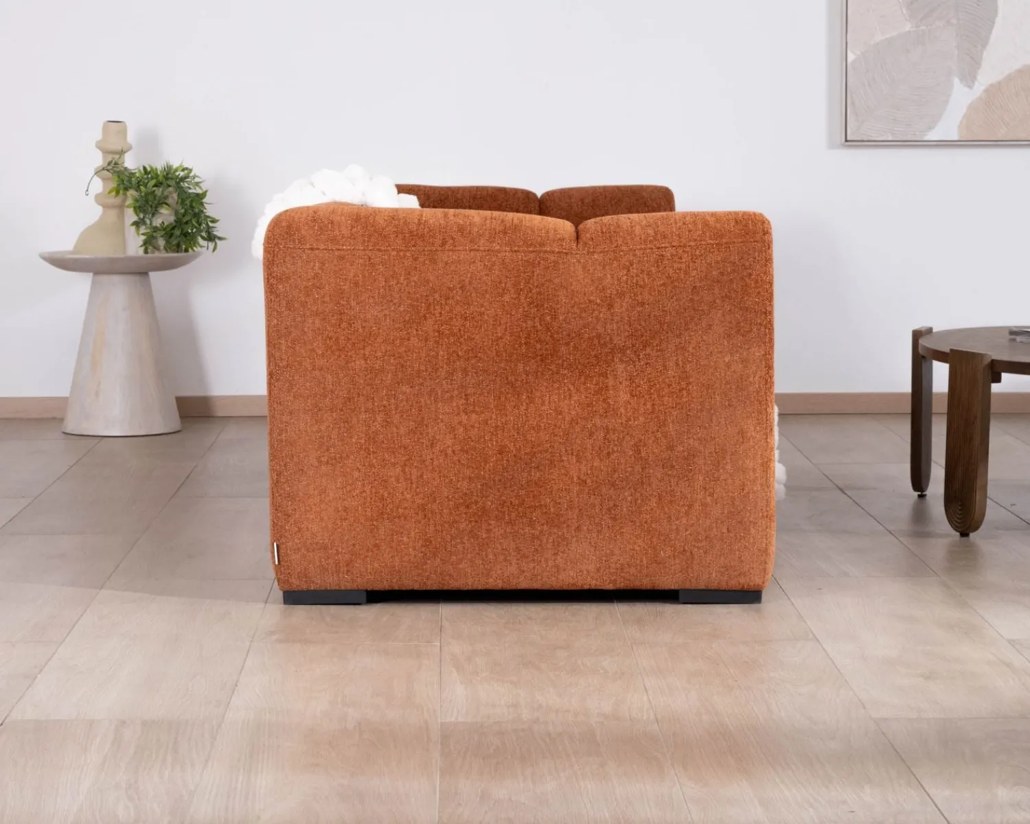 Meuble House Canapé 3 places tissu bouclette rouille "Enjoy Home"