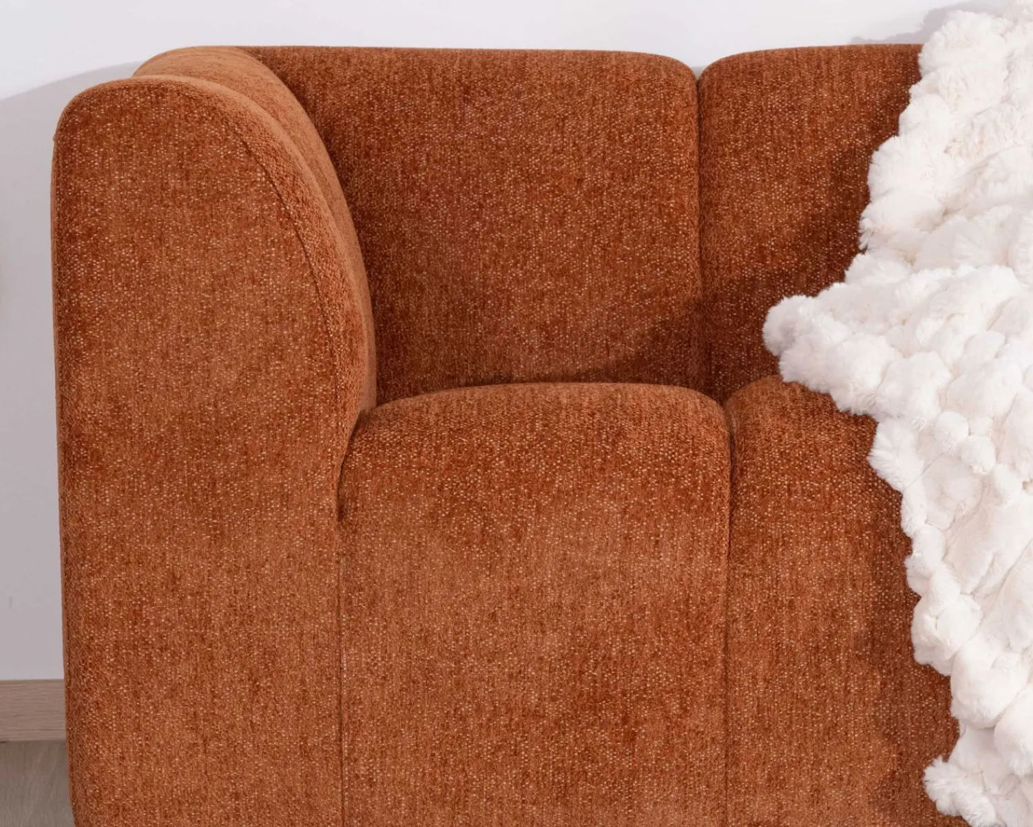 Meuble House Canapé 3 places tissu bouclette rouille "Enjoy Home"