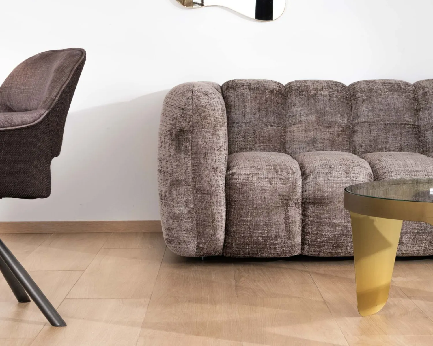 Meuble House Canapé 3 places ultra-cosy en tissu velours gris cendré "Milow" New