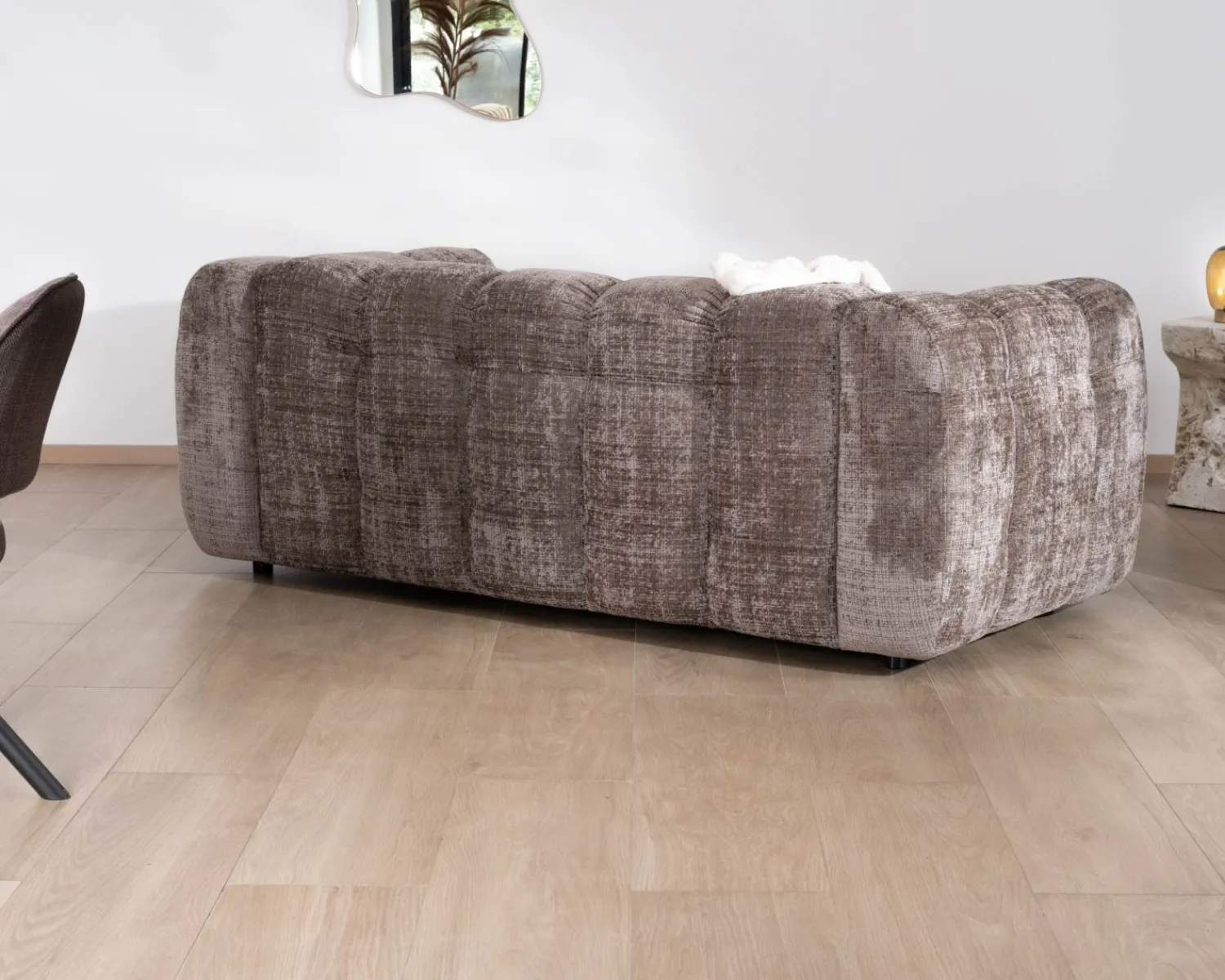Meuble House Canapé 3 places ultra-cosy en tissu velours gris cendré "Milow" New