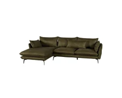 Meuble House Canapé retour gauche style vintage "Eden" tissu ocre effet velours lisse Sale